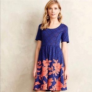 Anthropologie HD in Paris Blue Floral Dress Sz S